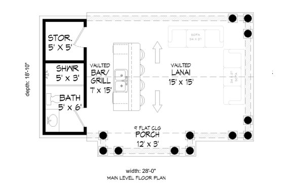 Floor Plan - Main Floor for Traditional House Plan #932-420, 1 bath