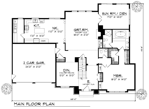 European Floor Plan - Main Floor Plan #70-483