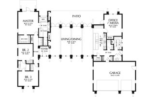 Floor Plan - Main Floor for Ranch House Plan #48-933 - 3 bed, 2.5 bath