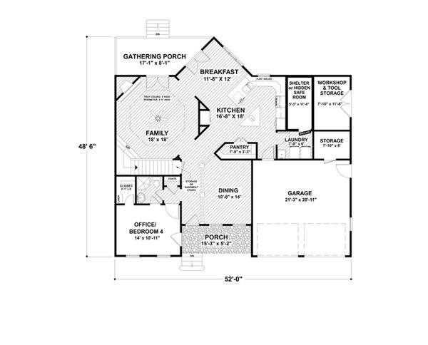 Architectural House Design - Craftsman Floor Plan - Main Floor Plan #56-641