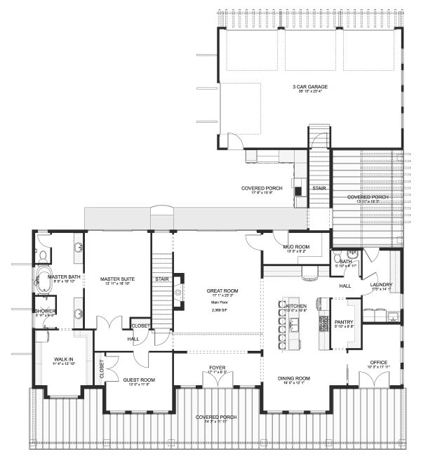 Architectural House Design - Farmhouse Floor Plan - Main Floor Plan #1060-48