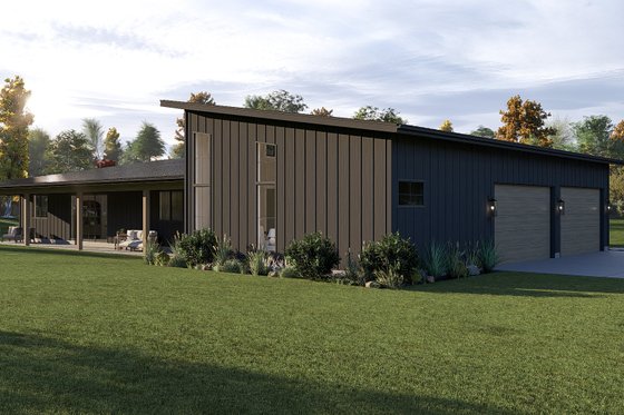 Exterior - Rear Elevation for Barndominium House Plan #455-681 - 5 bed, 3.5 bath