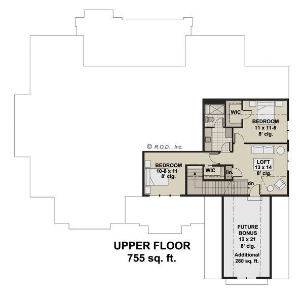 Farmhouse Floor Plan - Upper Floor Plan #51-1233