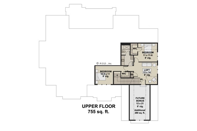 Architectural House Design - Floor Plan - Upper Floor for Farmhouse House Plan #51-1233 - 4 bed, 3.5 bath