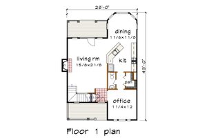 Floor Plan - Main Floor for Craftsman House Plan #79-350 - 3 bed, 2.5 bath