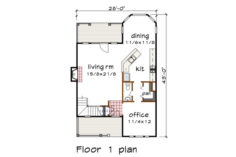 Architectural House Design - Floor Plan - Main Floor for Craftsman House Plan #79-350 - 3 bed, 2.5 bath