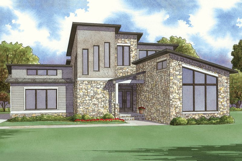 Dream House Plan - Contemporary Exterior - Front Elevation Plan #923-52