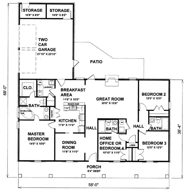 House Design - Country Floor Plan - Main Floor Plan #44-116