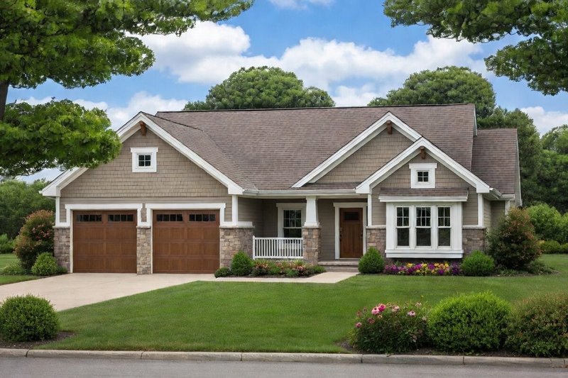 Craftsman Style House Plan - 2 Beds 2 Baths 1732 Sq/Ft Plan #20-2609 Exterior