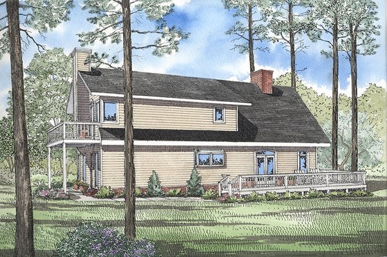 Exterior - Rear Elevation for Cabin House Plan #17-232 - 3 bed, 2 bath
