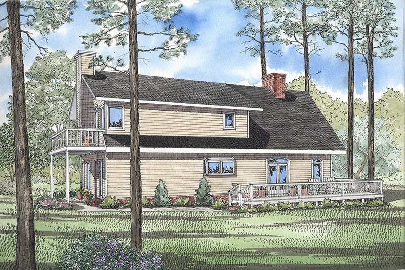 House Blueprint - Exterior - Rear Elevation for Cabin House Plan #17-232 - 3 bed, 2 bath