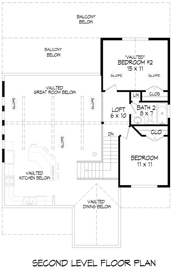 Country Floor Plan - Upper Floor Plan #932-1197