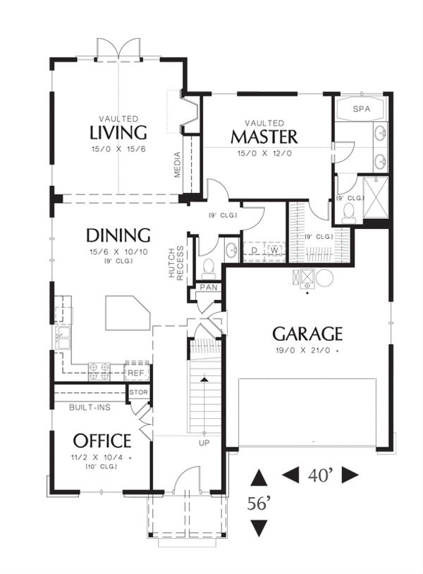 House Blueprint - Craftsman Floor Plan - Main Floor Plan #48-524