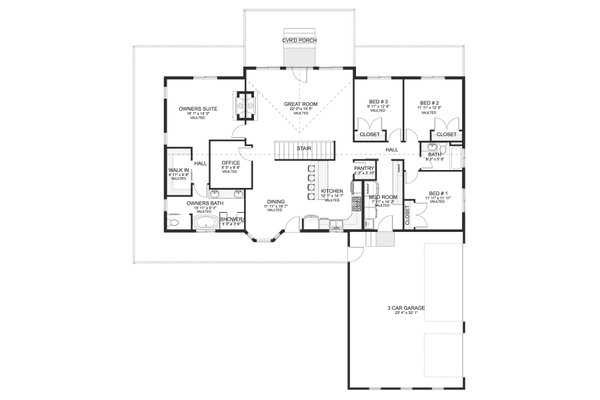 House Blueprint - Ranch Floor Plan - Main Floor Plan #1060-447