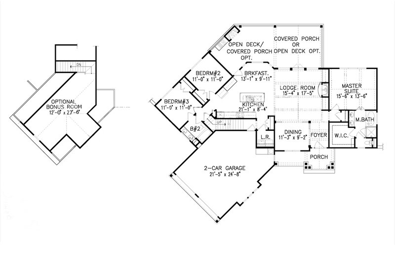 House Plan Design - Floor Plan - Main Floor for Ranch House Plan #54-420 - 3 bed, 2 bath
