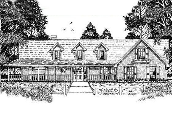 Exterior - Front Elevation for Country House Plan #42-178 - 3 bed, 2 bath