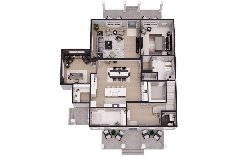 Dream House Plan - Floor Plan - Main Floor 1 for Farmhouse House Plan #51-1280 - 4 bed, 3.5 bath