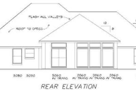 Exterior - Rear Elevation for Traditional House Plan #65-405 - 4 bed, 2 bath