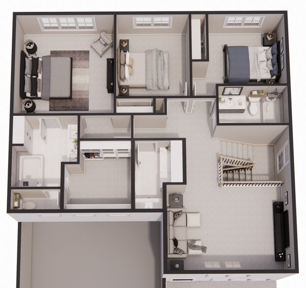 Home Plan - Floor Plan - Upper Floor 1 for Farmhouse House Plan #51-1524 - 3 bed, 2.5 bath