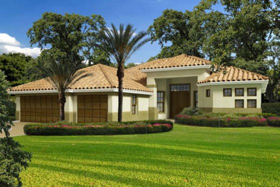 Exterior - Front Elevation for Mediterranean House Plan #420-273 - 3 bed, 3.5 bath