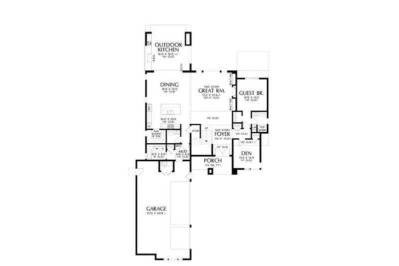 House Plan Design - Floor Plan - Main Floor for Prairie House Plan #48-1071 - 4 bed, 3.5 bath