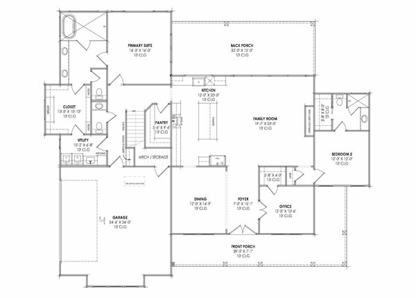 Dream House Plan - Floor Plan - Main Floor for Farmhouse House Plan #1096-207 - 4 bed, 3.5 bath