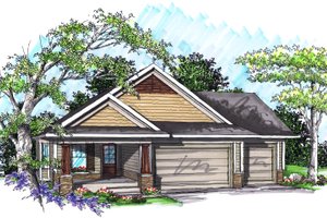 Dream House Plan - Exterior - Front Elevation for Ranch House Plan #70-1019 - 2 bed, 2 bath