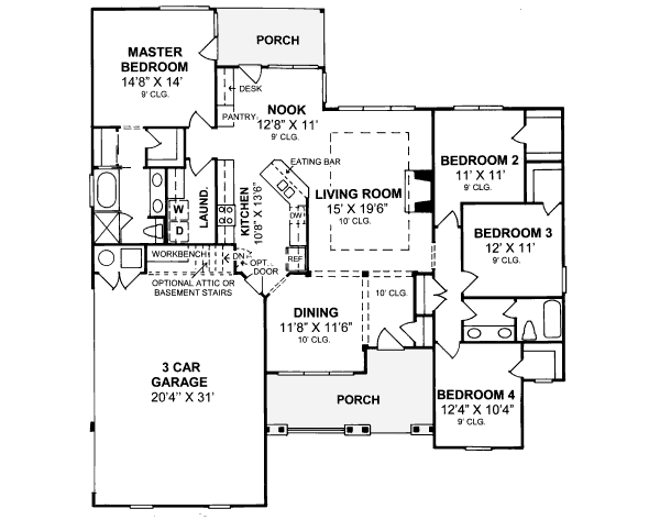House Design - Traditional Floor Plan - Main Floor Plan #20-375