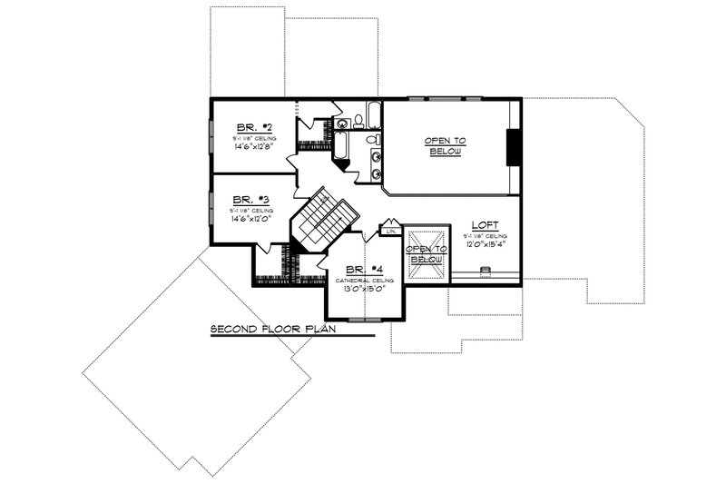 Dream House Plan - Floor Plan - Upper Floor for Craftsman House Plan #70-1233 - 4 bed, 4 bath