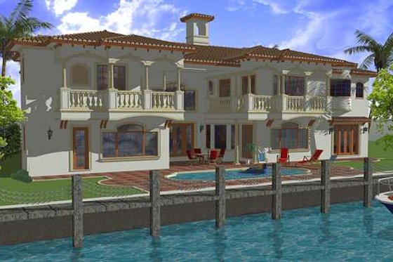 Exterior - Rear Elevation for Mediterranean House Plan #420-186 - 5 bed, 6.5 bath