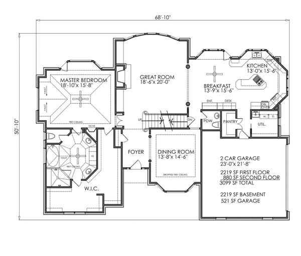 Dream House Plan - Traditional Floor Plan - Main Floor Plan #30-342