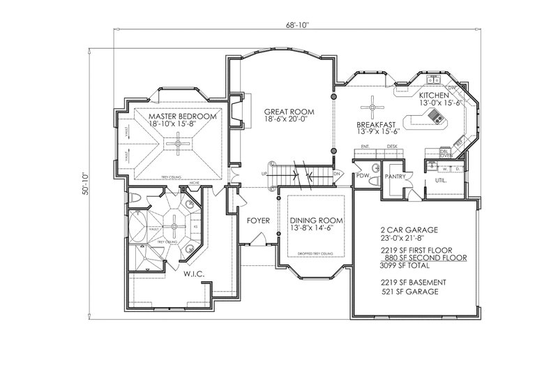 House Plan Design - Floor Plan - Main Floor for Traditional House Plan #30-342 - 3 bed, 3.5 bath