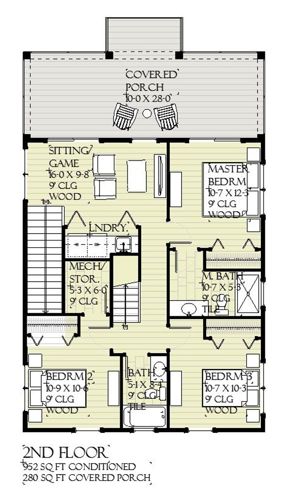 Beach Floor Plan - Upper Floor Plan #901-162