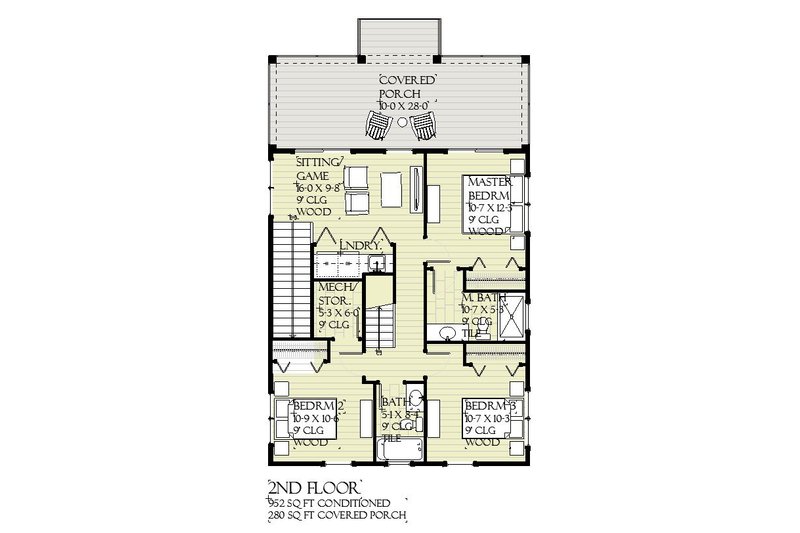Home Plan - Floor Plan - Upper Floor for Beach House Plan #901-162 - 3 bed, 4.5 bath