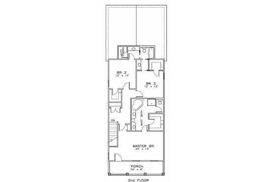 Floor Plan - Upper Floor for Traditional House Plan #8-173 - 3 bed, 2.5 bath
