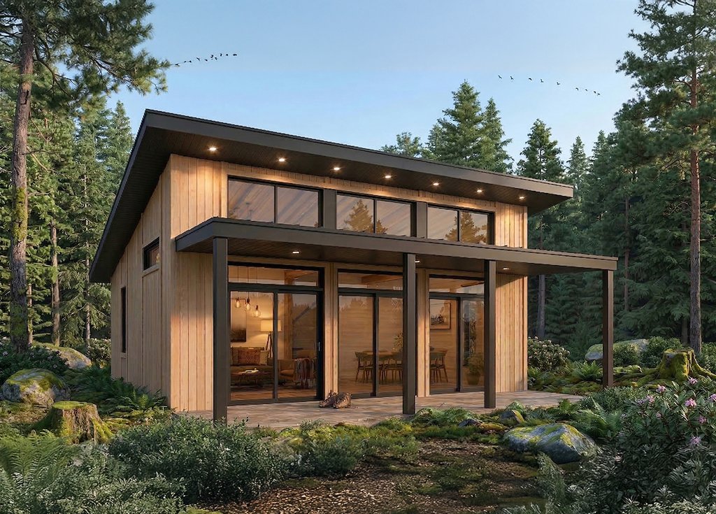 Exterior - Front Elevation 2 for Modern House Plan #23-2896 - 2 bed, 1 bath