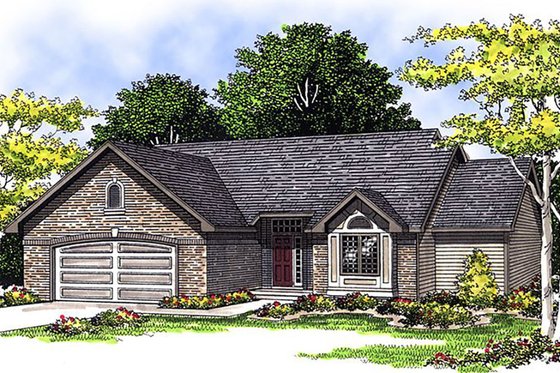 Exterior - Front Elevation for Traditional House Plan #70-156 - 3 bed, 2 bath