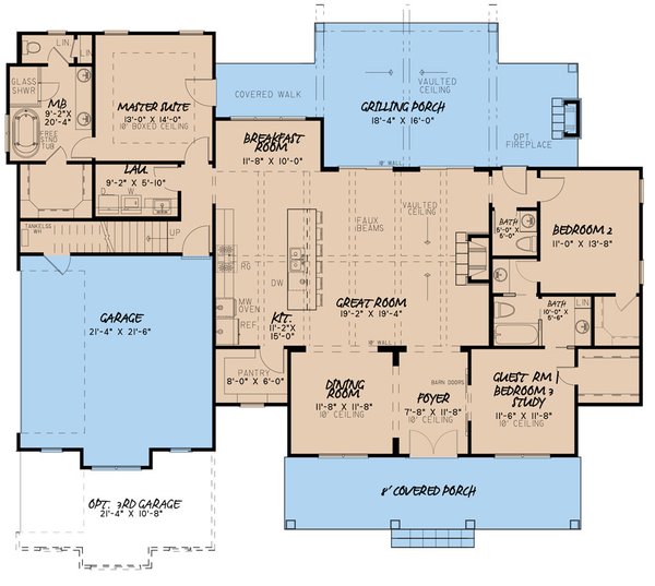 Architectural House Design - Country Floor Plan - Main Floor Plan #923-129
