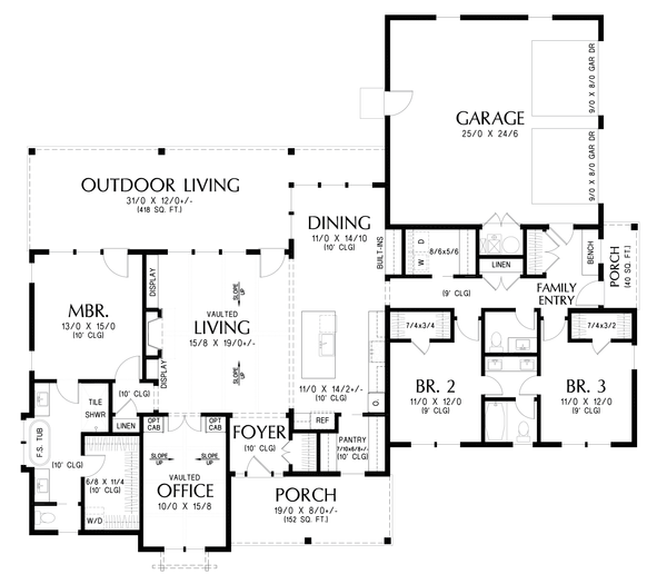 Home Plan - Floor Plan - Main Floor for Country House Plan #48-1228 - 3 bed, 2.5 bath