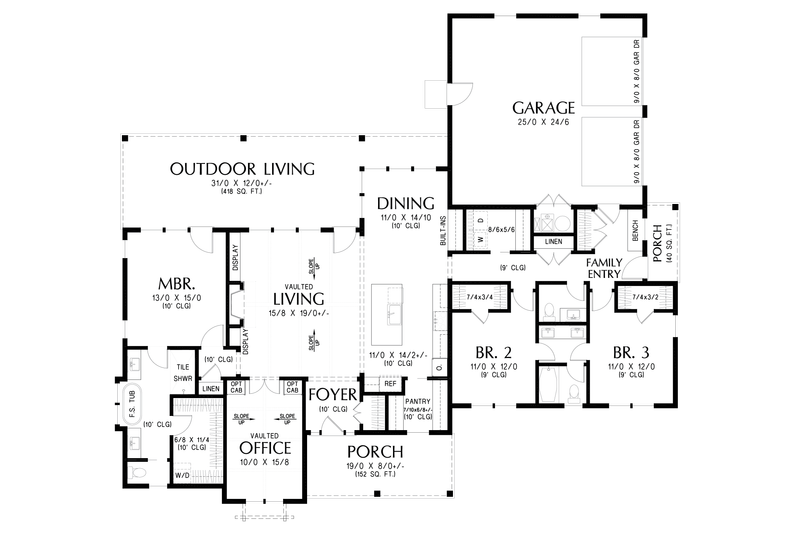 Home Plan - Floor Plan - Main Floor for Country House Plan #48-1228 - 3 bed, 2.5 bath