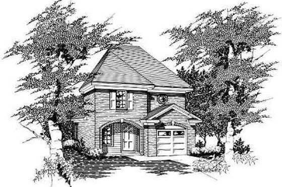 Exterior - Front Elevation for European House Plan #329-160 - 3 bed, 2 bath