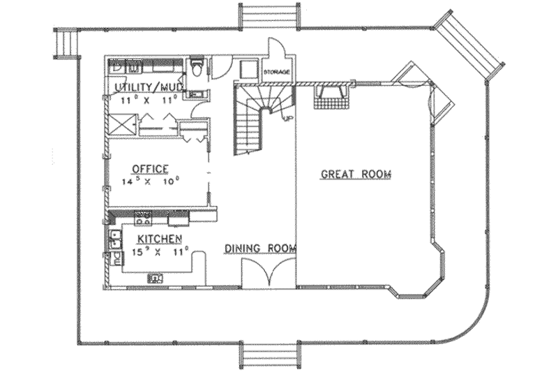 Home Plan - Floor Plan - Main Floor for Modern House Plan #117-242 - 2 bed, 3 bath