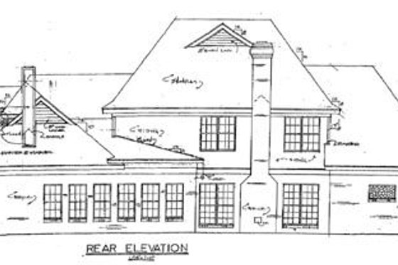 Exterior - Rear Elevation for Traditional House Plan #34-120 - 4 bed, 3.5 bath