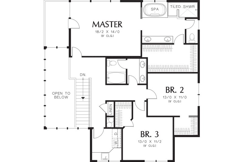 Architectural House Design - Upper Level Floor plan - 3700 square foot Prairie style home