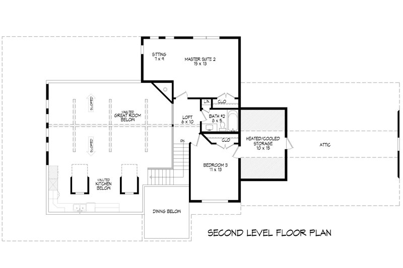 Architectural House Design - Floor Plan - Upper Floor for Southern House Plan #932-580 - 3 bed, 2.5 bath