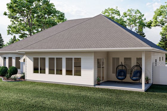 Exterior - Rear Elevation 1 for Traditional House Plan #455-121 - 3 bed, 2 bath