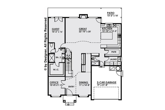 Floor Plan - Main Floor for Contemporary House Plan #1066-12 - 4 bed, 4.5 bath