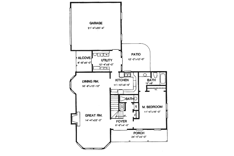 Dream House Plan - Floor Plan - Main Floor for Country House Plan #14-215 - 3 bed, 2.5 bath