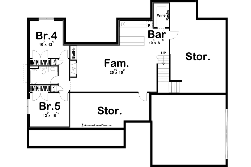 House Design - Floor Plan - Lower Floor for Modern House Plan #455-295 - 3 bed, 2 bath