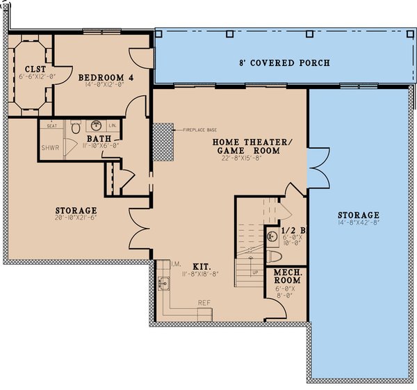 House Blueprint - Craftsman Floor Plan - Lower Floor Plan #923-233